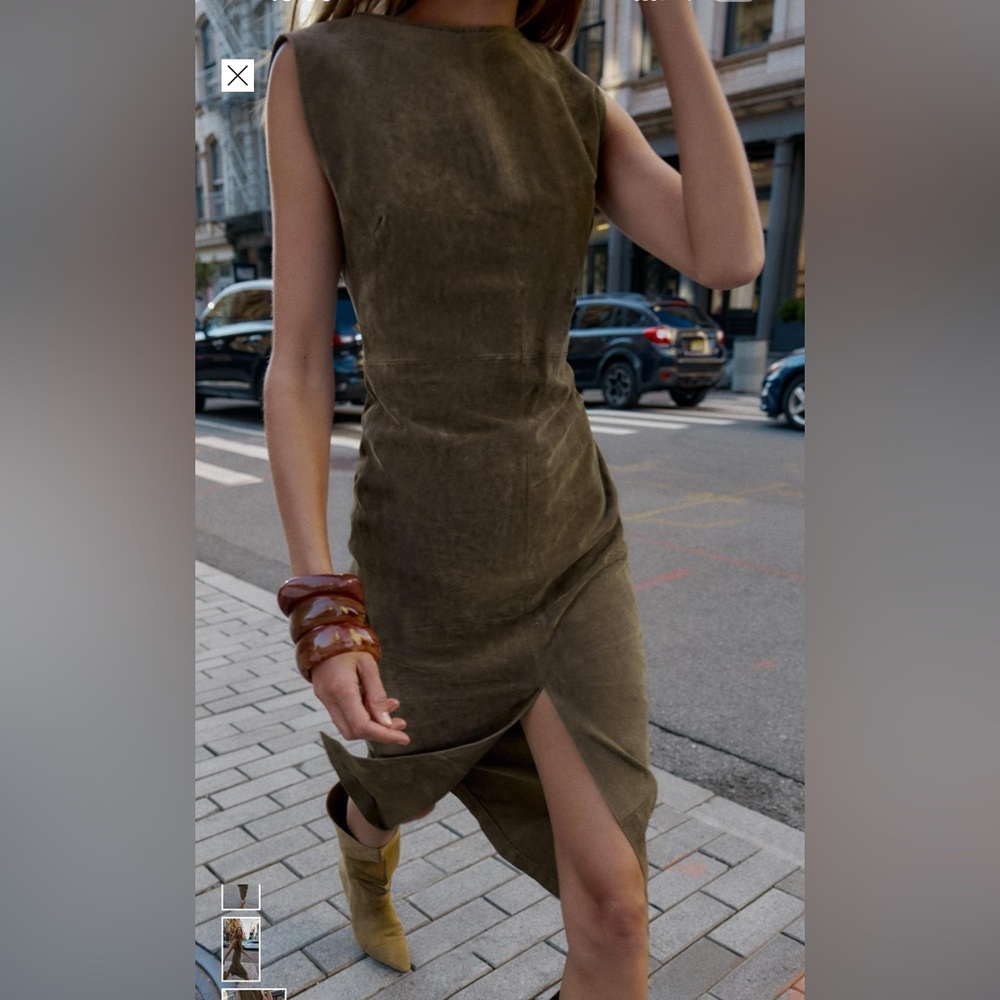 Zara 100% leather dress